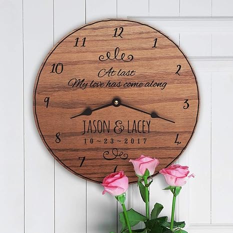 Amazon Com Georgia Barnard 12 Inch Wood Clock At Last My Love Has Come Along At Last Lyrics First Dance Lyrics Wedding Song Lyrics Popular First Dance Song Custom Names Clock Only Wall