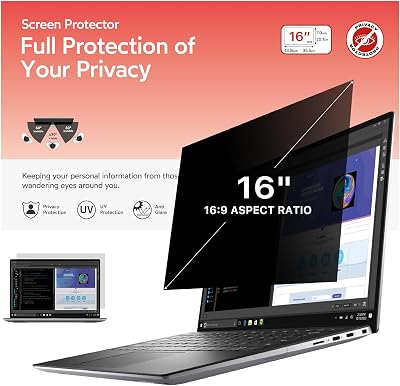 BERSEM 16 inch Laptop Privacy Screen Filter 16:9 Anti Spy Anti Glare Anti