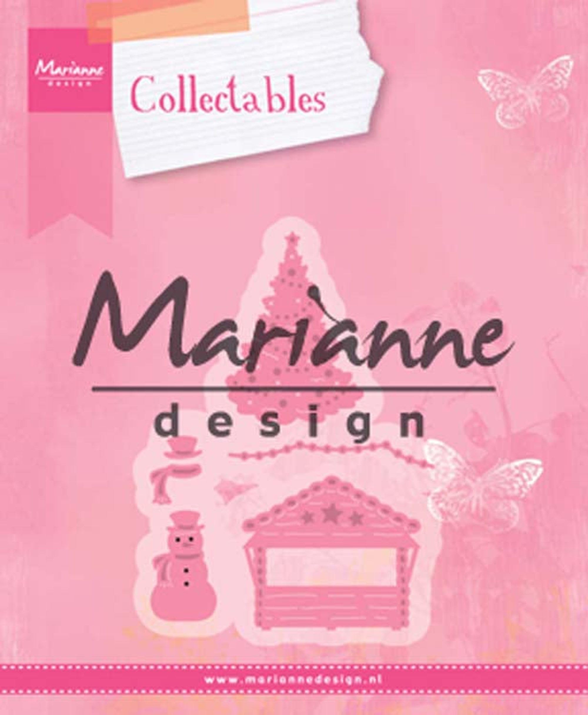 Marianne Design Collectables Village Decoration Set 5 Die, Metal, Pink, 17.1 x 14.4 x 0.2 cm