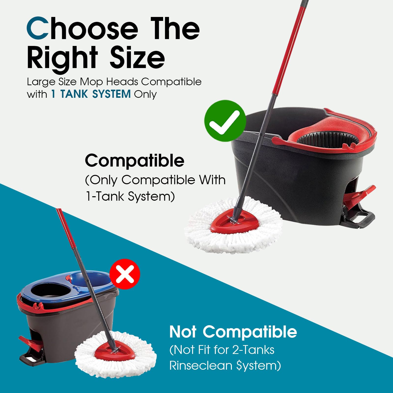 4 Pack Mop Head Replacement Compatible with O Cedar Triangle Swivel Mops,Spin Mop Replacement Head 100% Microfiber,Deep Cleaning,EPSUNORISE Compatible with O Cedar Mops(White)