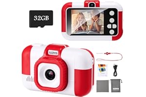 SUZIYO Children Camera for Kids, Toddlers Selfie Video Camcorder, Best Christmas Electronic Gifts Toys for Age 3 4 5 6 7 8 9 Years Old Boys Girls with 32G TF Card, Red