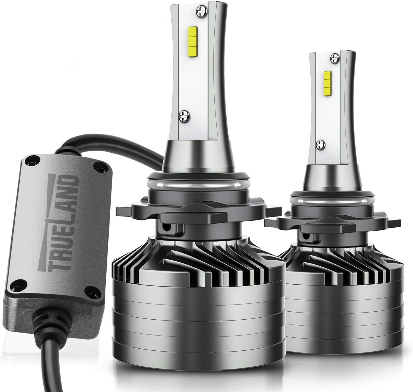 trueland 9006 led headlight bulb conversion kit with upgraded canbus resistor anti flicker harness decoder hb4 low beam led light bulbs 10000 lumens