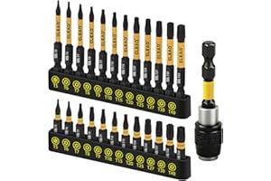 ELEAD Tamper Proof Torx Bit Set: 25 Pieces T5-T40 Torx Security Bits Set | Torque Star Bits with 2.5" Magnetic Extension Bit Holder and Storage Box | S2 Steel