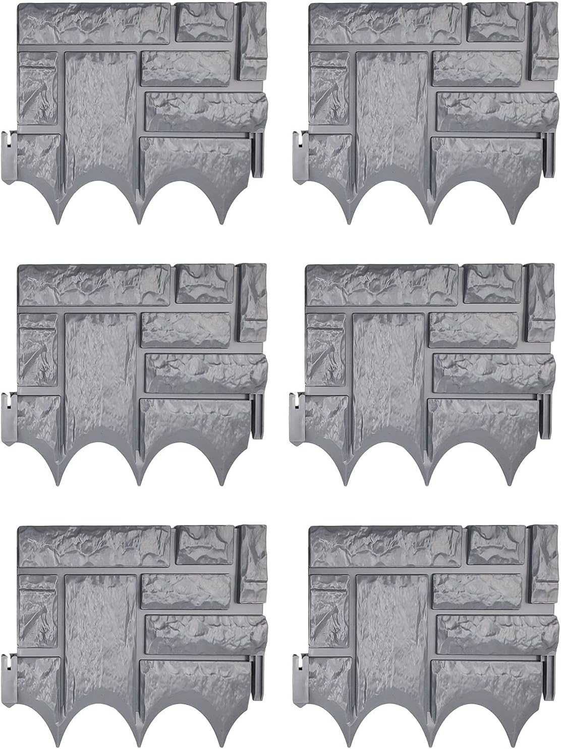 Kaerott 6 Pack Garden Edging Set Plastic Fence Plant Border Imitation Stone Brick for DIY Decorative Patios Lawn Paths Landscape Walkways Flower Beds Border 10.2