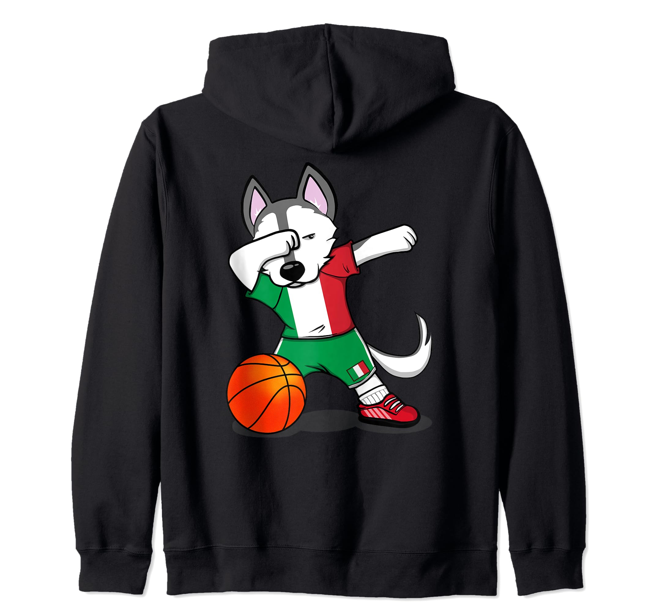 Dabbing Husky Italy Basketball Fans Jersey - Italian Flag Zip Hoodie