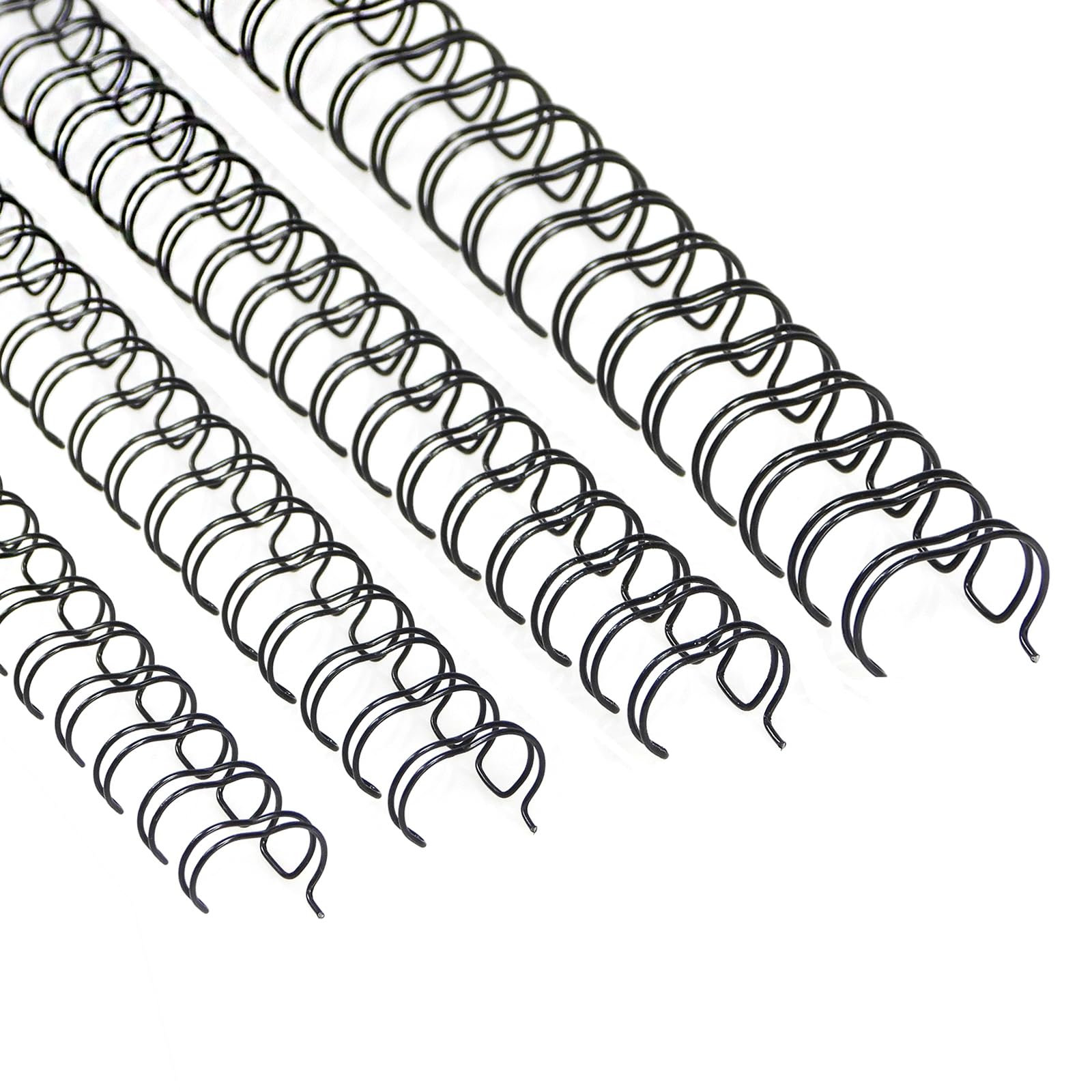 RAYSON Wire Binding Spines, 25-60 Sheets, 34 Loops, Multi-Size, 6.4 mm, 7.9 mm, 9.5 mm, 11.1 mm, A4, 3:1 Pitch, Black, Pack of 96