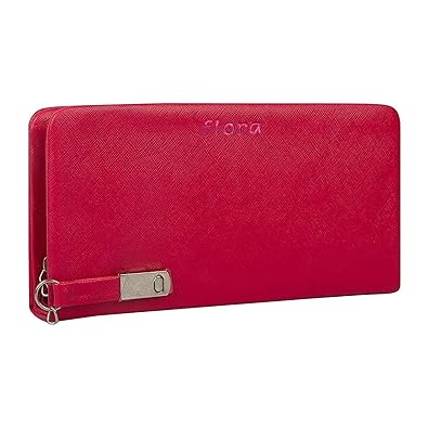 Flora Premium PU Leather Womens And Girls Wallet Clutch (Red Color)