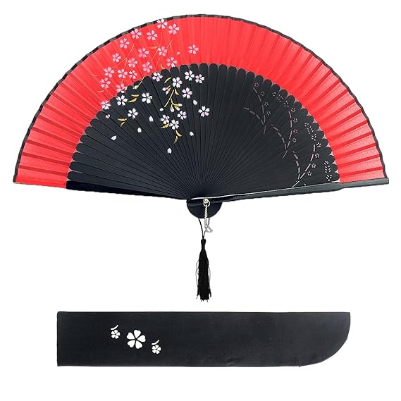 Dazone asiatischer fächer Handfächer Faltbar aus Bambus Japanisch Kirschblüten fächer Faltfächer Hochzeit Party Deko Geschenk