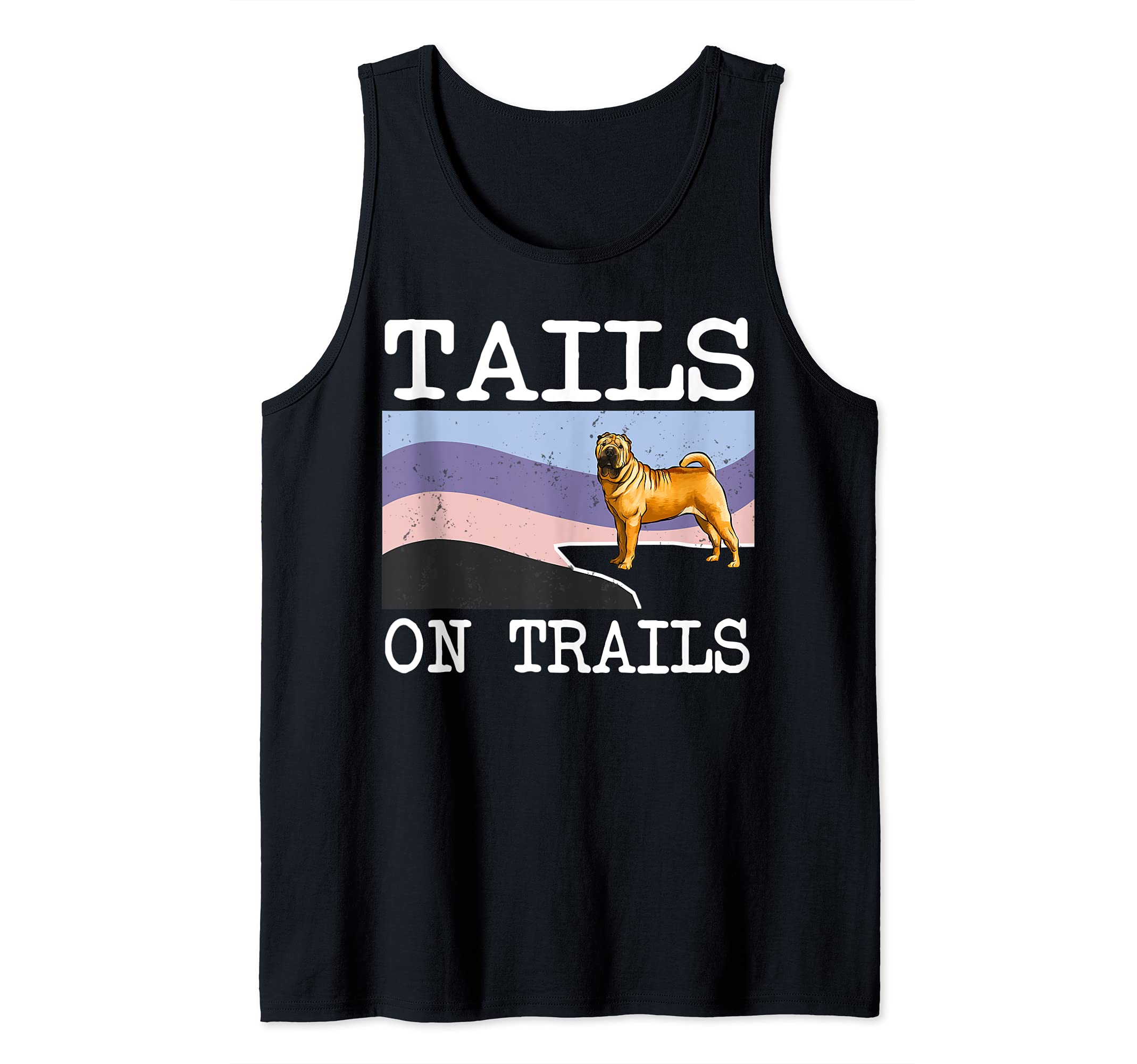 Chinese Shar-Pei Tails On Trails Funny Dog Hiking Tank Top
