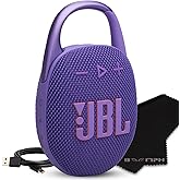 JBL Clip 5 Portable Bluetooth Speaker, IP67 Waterproof & Dustproof, Long-Lasting Battery - Purple - Boomph's Comprehensive Ultimate Performance Cloth Solution for Your On-The-Go Sound Experience