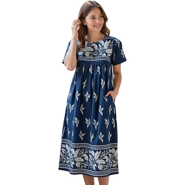 floral dresses corset Linen Blend Ivory & Blue Floral Maxi Dress - All Dresses