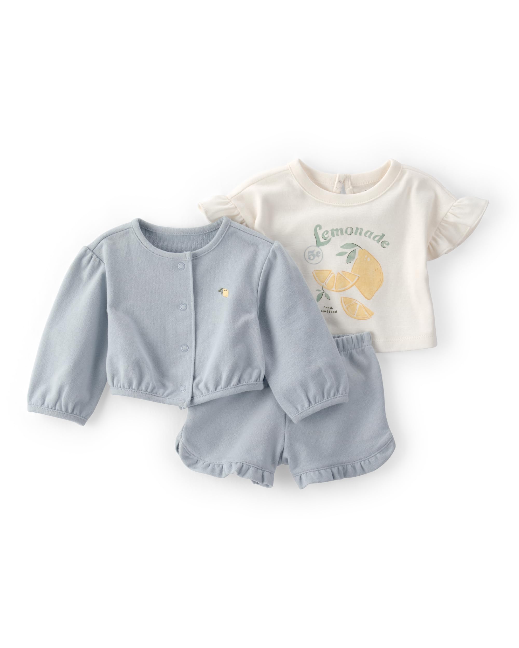 Carter’s Girl 3-Piece Short Set, Blue Lemonade, 3M