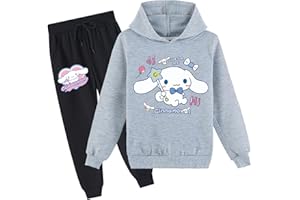PaPama Children Cotton Hoodie Set,Kids Casual Long Sleeve Pullover Tops with Sweatpants,Loose Fit Sweatsuit for Girls