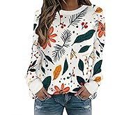 Kotiera Women's Christmas Sweatshirts Funny Graphic Crewneck Pullover Tops Casual Loose Long Sleeve Tops Xmas T-shirts