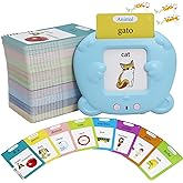 Spanish & English 510 Words Alphabet Bilingual Talking Flash Cards for 3-8 Years Toddlers, Pocket Speech Buddy Therapy Autism Toys, Educational Learning Interactive Toy for Boys Girls Kids Gifts Blue