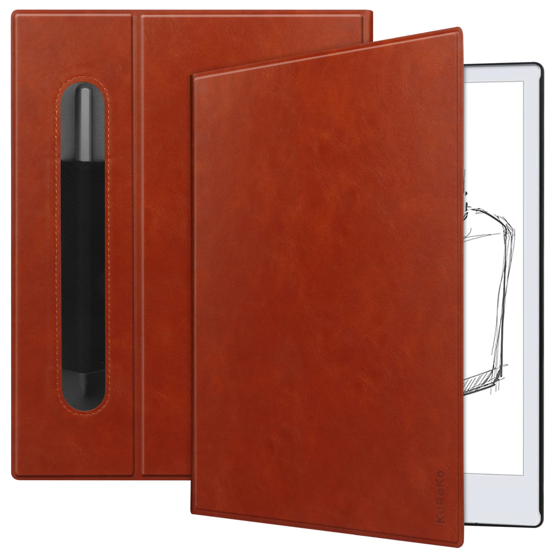 Photo 1 of KuRoKo Slim Lightweight Book Folios Leather Case Cover for Remarkable 2 (Brown)
