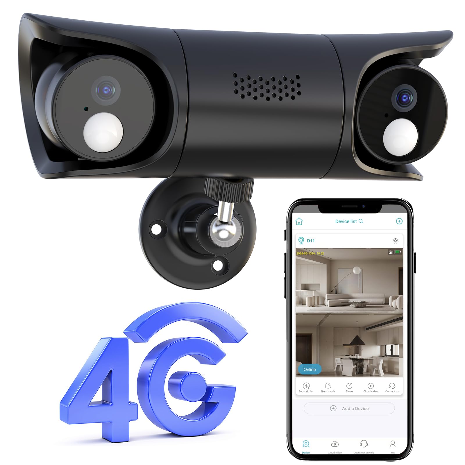 Photo 1 of FUVISION No WiFi Security Camera Wireless Indoor, 4G LTE Cellular Surveillance Cam Without WiFi Needed, Night Vision Battery Camera, 20 Day Standby Battery, Built-in SIM Card, PIR Motion, 2K Video