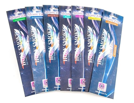 Räucherstäbchen handgerollt Mystic Line Holy Smokes Set 7 Packungen je ca. 10g | natürlicher Raumduft Räucherwerk | Aromather