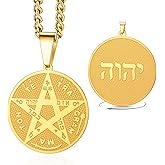 VASSAGO Tetragrammaton Pentagram Necklace For Men Women Pentacle Pendant Hebrew Name of God Symbol Protection Amulet Wicca Pagan Jewelry Gifts
