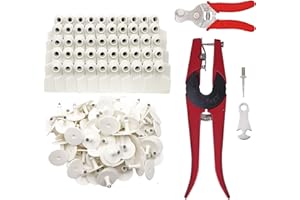 MINYULUA 100 Pieces Blank Livestock Ear Tags with Animal Ear Tag Applicator Professional Pig Ear Tags Kit Cattle Cow Sheep Dog Hog Identification Card Tags