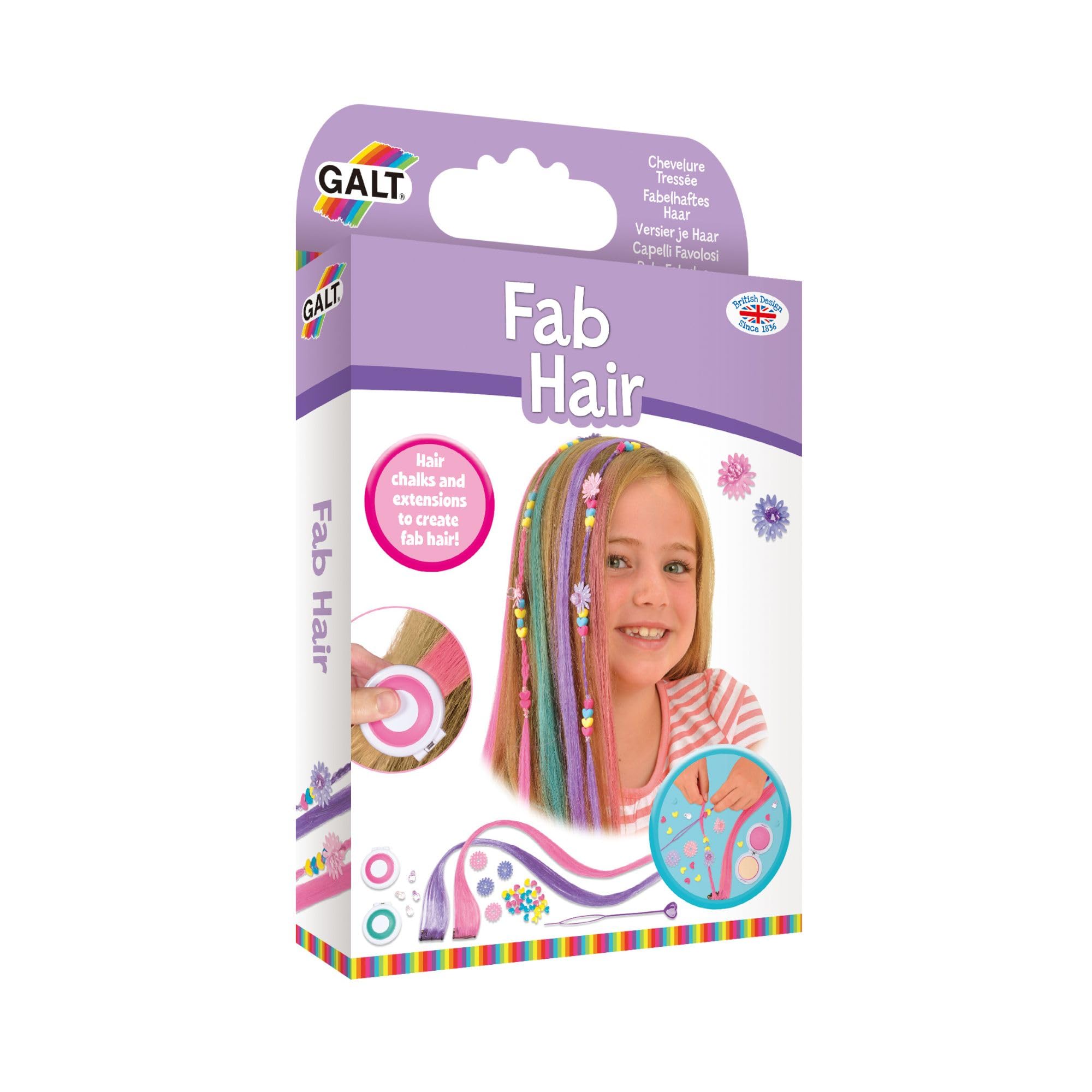 Galt Toys, Fab Hair, Hair Chalk Kit and Extensions for Children, Ages 6 Years Plus