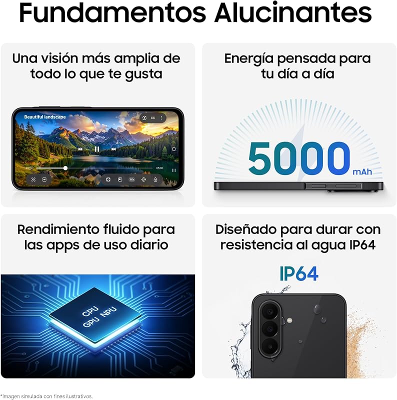 Galaxy A 5G, Smartphone Android, 128 Go, Smartphone déverrouillé, Noir, Version FR