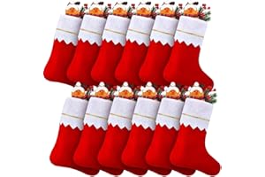 Wittocs 12 Pack Red Felt Christmas Stockings Bulk Holiday