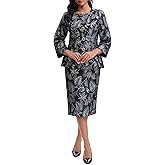 Womens 3 Piece Church Suits for Mother Formal Occasion Party Dress Elegant Jacquard Embroidery Jacket Set