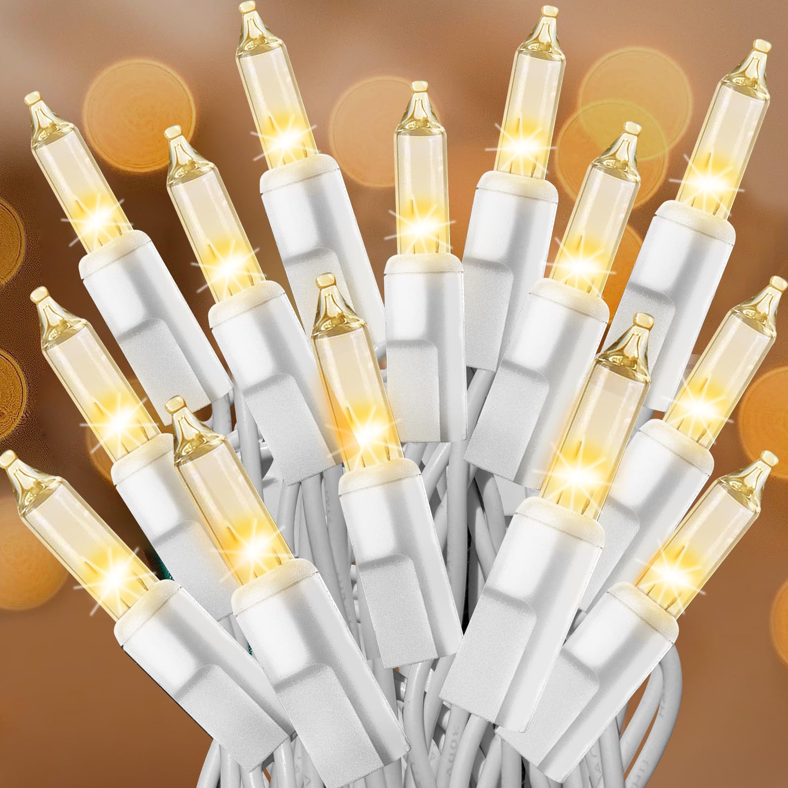 Photo 1 of CXLHO Clear Christmas Lights 33FT 100 Incandescent Bulbs Warm White Mini Lights with White Wire for Christmas Tree, Garland, Thanksgiving, Wedding, Party, Home, Indoor & Outdoor Festival Decoration