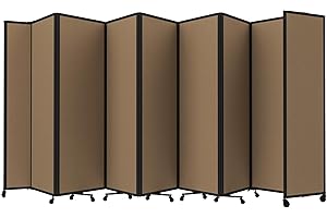 Versare Room Divider 360 Portable Wall Partition | Folding Panels | Large Freestanding Divider | Locking Wheels | Temporary Room Separator