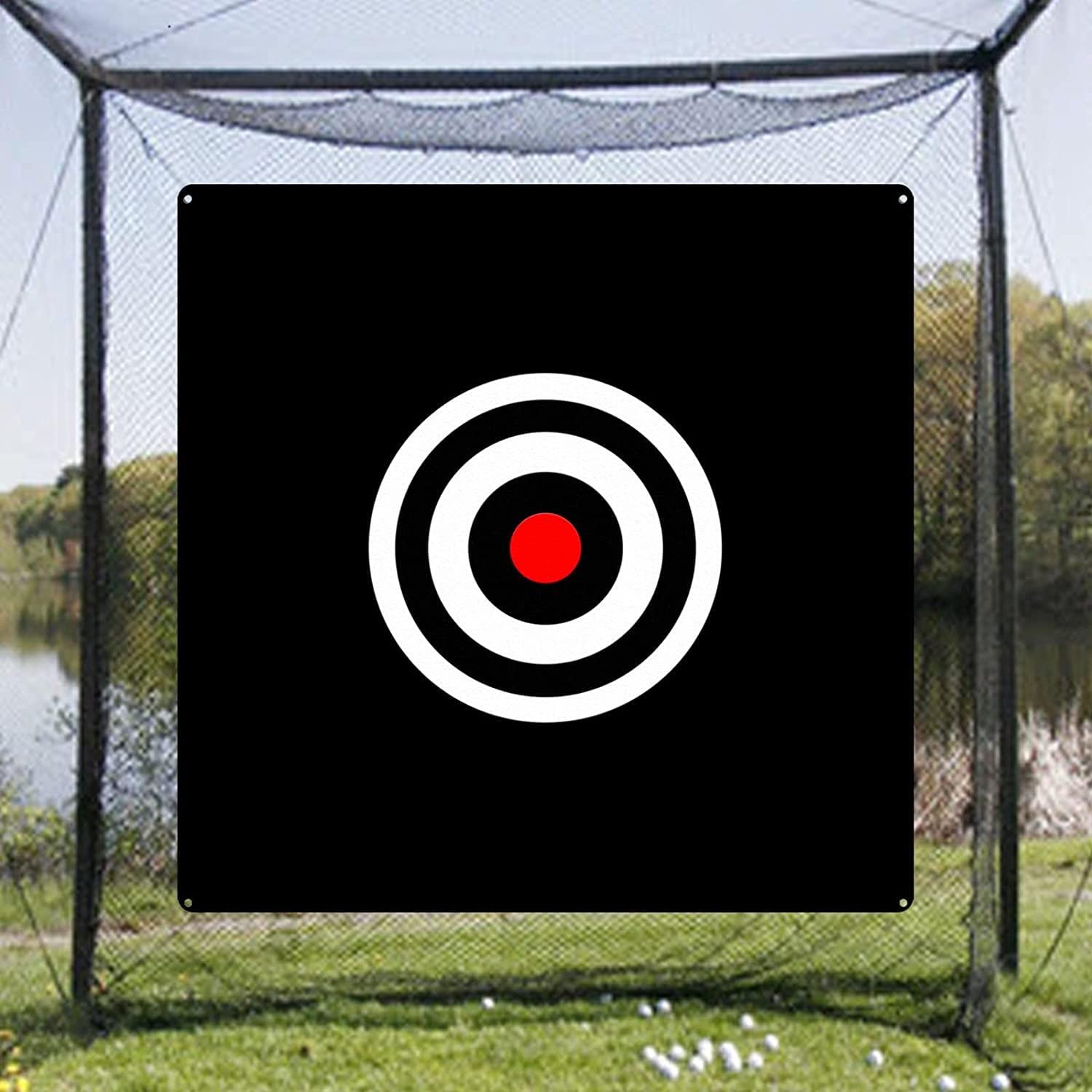FINGER TEN Golf Target Cloth 58" x 59" Hitting Net Targets for Golf Training Driving Range Backyard Practice Net Backyard Garden Outdoor Indoor (Black)