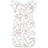 ANYEDDE Baby Transitional Swaddle Sleep Sack - Newborn Swaddle Transition Bag with Removable Cuffs Arms Up Design, Free Wearable Blankets, Pink & Rabbit (3-6 Month)