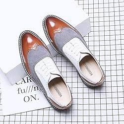 Men's Two Tone Patchwork Brogue Oxfords Shoes