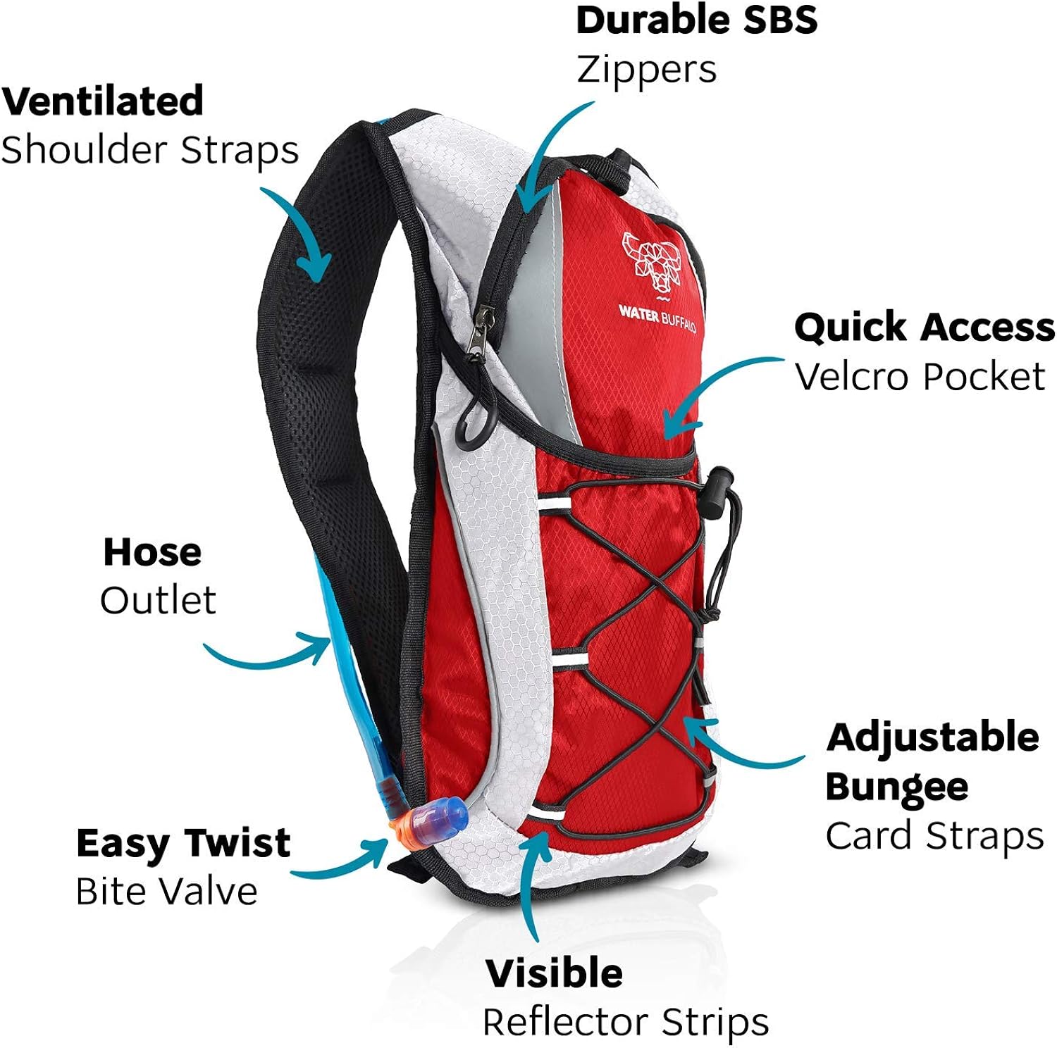 Water Buffalo Hydration Pack Backpack - Water Backpack - 2L Water Bladder : Clothing