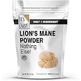 It's Just! - Lion's Mane Mushroom Powder, Natural Raw Superfood, Brain Support, Immune Health, Boost Energy, Non-GMO, 8oz