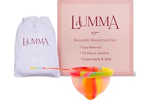 LUMMA Menstrual Disc | Includes Carrying Pouch and Silicone String for Easy Removal | Comfortable & Sustainable Choice to Tampons | Reusable Medical Grade Silicone, Leak-Proof | Unicorn, Short-Cervix