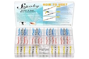 120PCS Solder Seal Wire Connectors - Sopoby Heat Shrink Waterproof Solder Butt Connector Kit Insulated Automotive Marine Electrical Wire Terminals