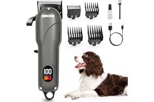 AIBORS Dog Clippers for Grooming: Dog Grooming Kit Low Noise Electric Quiet Rechargeable Adjustable Clipper Comb Cordless Pet Hair Thick Coats Clippers Trimmers Set Dogs Hair Clippers for Dogs Cats Pets