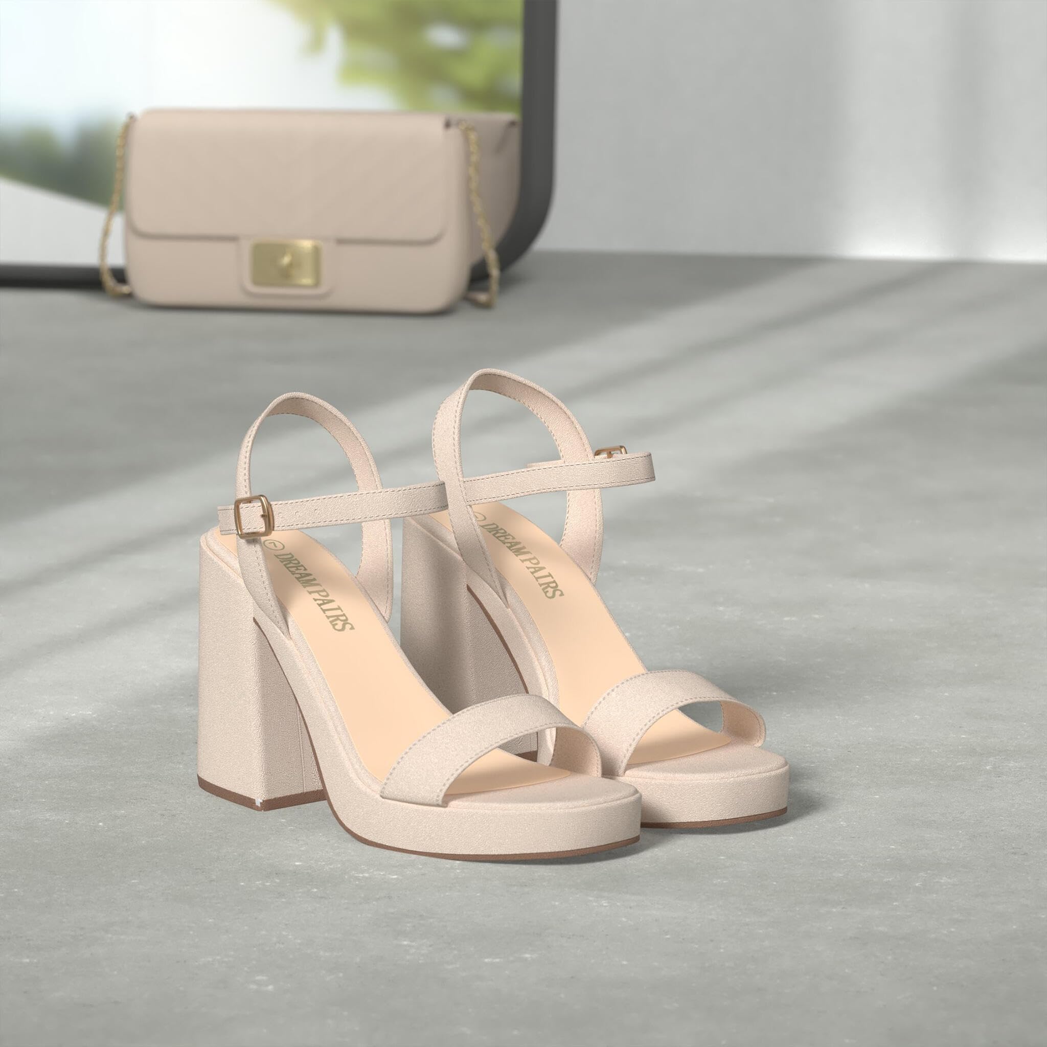 DREAM PAIRS Heels for Women Block Chunky Platform High Heels Open Toe GISELLE Fashion Wedding Party Evening Prom Dance Ankle Strap Dress Pump Sandals Shoes