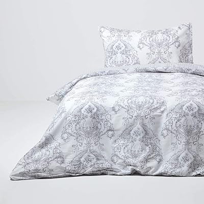 Buy Homescapes Luxury Toile Duvet Cover Set Grey White French Damask Style Bedspread Cotton Rich 200 Thread Count Duvet Cover With Matching Pillowcases Reversible Stripe Pattern Single Online In Kuwait B017xnipa8