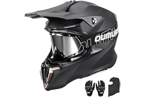 OUMURS Adult ATV Dirt Bike Helmet with Goggles Gloves & Mask Adjustable Sun Visor Motorcycle Adult Helmet Off-Road Motocross Downhill Moped MX for Unisex-Adult