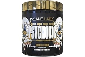 Insane Labz Psychotic Gold, High Stimulant Pre Workout Powder, Extreme Lasting Energy, Focus, Pumps and Endurance with Beta Alanine, DMAE Bitartrate, NO Booster