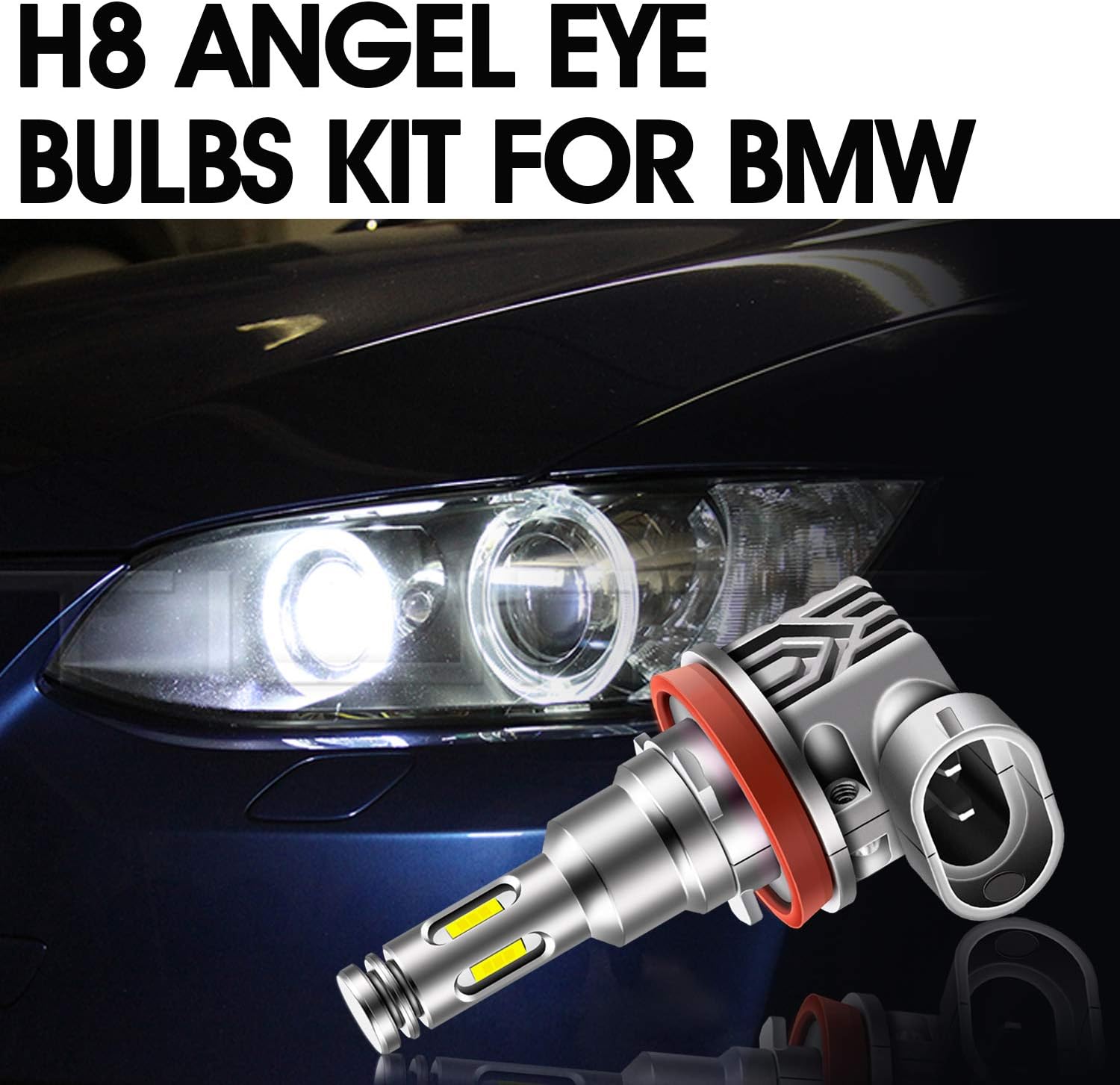 TECTICO H8 LED Angel Eyes Fog Lights 6000K Xenon White Canbus Error Free 12V 40W Headlight Bulbs DRL Halo Ring for E60 E92 E90 E91 E93 E70 X5 E71 E72 X6 E82 E87 E61 E63 E64 - Image 3