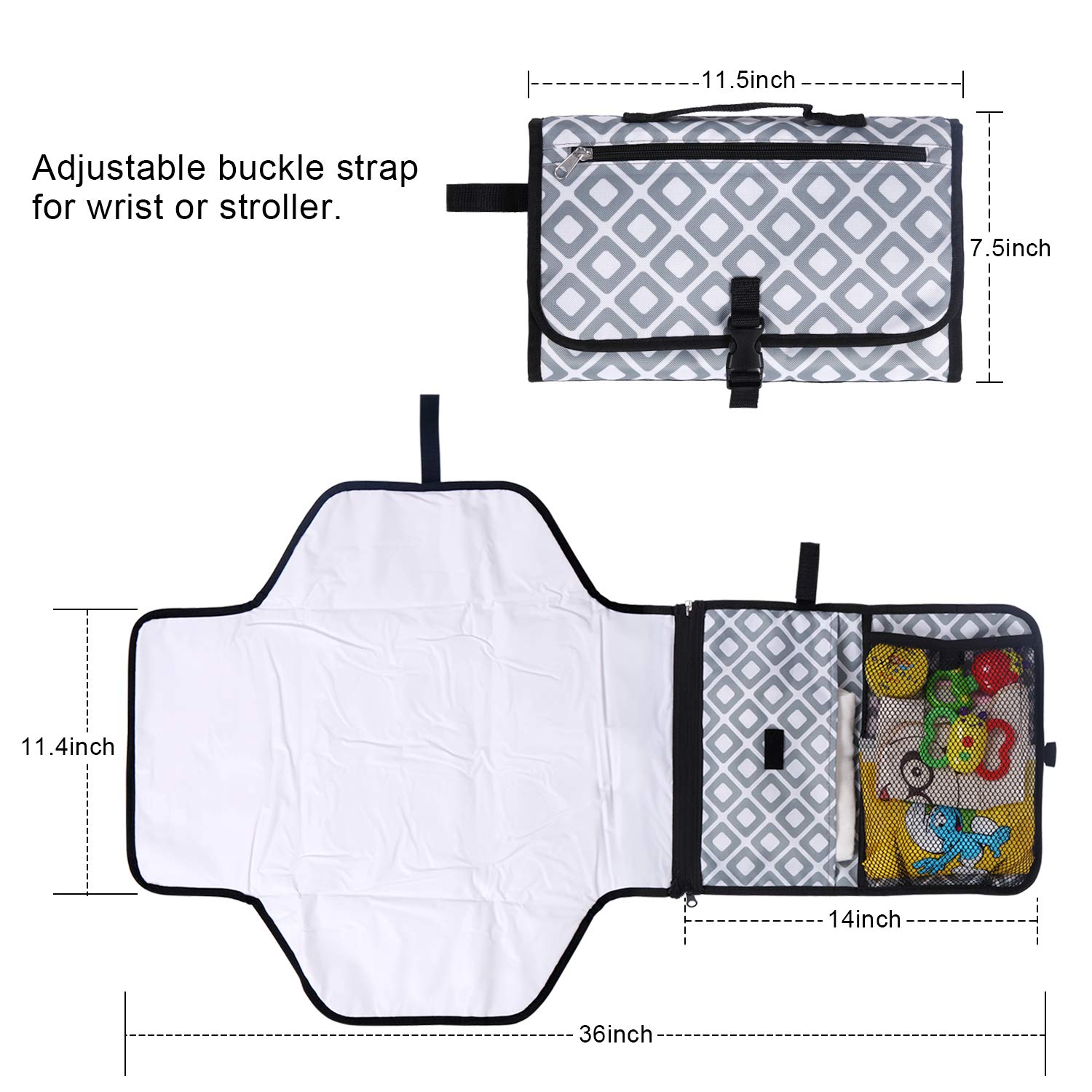 Portable Changing Pad, Diaper Clutch Kit, Travel Foldable Station Mat for Baby Diapering, Waterproof Lightweight Cushion for Toddlers, Infants or Newborns