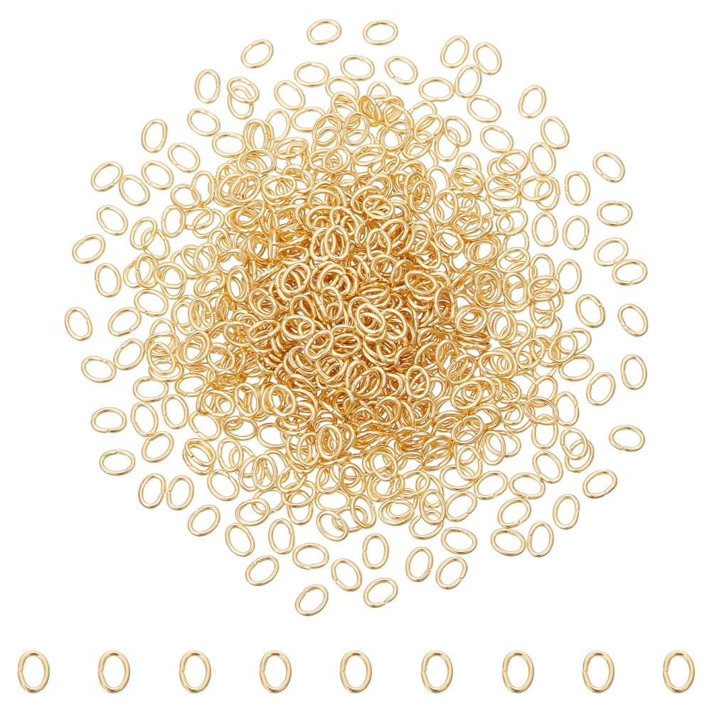UNICRAFTALE 600 Pcs Real 18K Gold Plated Jump Ring Stainless Steel Open Jump Rings 3mm Long Oval Jumps Rings Golden Rings Metal Connectors Rings for DIY Earring Bracelet Pendant Jewelry Accessories