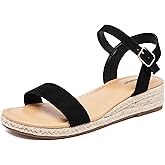 Ataiwee Women's Platform Wedge Heel Sandals - Buckle Closure with Ankle Strap, lightweight Rubber Sole, Comfortable Insole, Open-Toe Casual Summer Sandals.