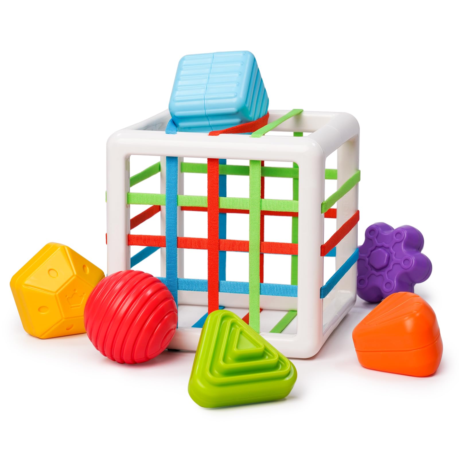 LiKee Montessori Toys for 1+ Years Old, Shape Sorter Baby Toys for Girls Boys Birthday, Colorful 1 2 3 Year Infant Toddler Toy, Learning & Fine Motor Skills 18+ Months (Cube)