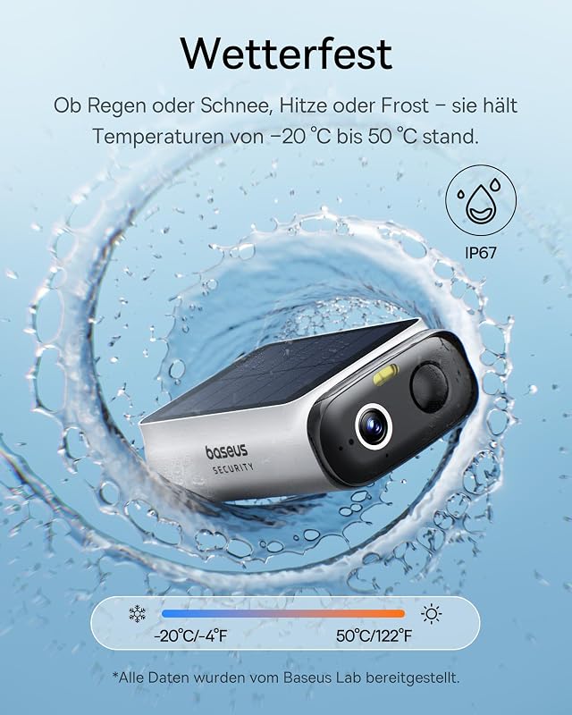 Security S1 Lite Solocam Überwachungskamera Aussen Solar Akku WLAN, IP67 Wetterfest, Kamera Überwachung Kabellos Außen 2K 135°, Farbnachtvision, Keine Gebühren, Kompatibel mit Alexa & Google