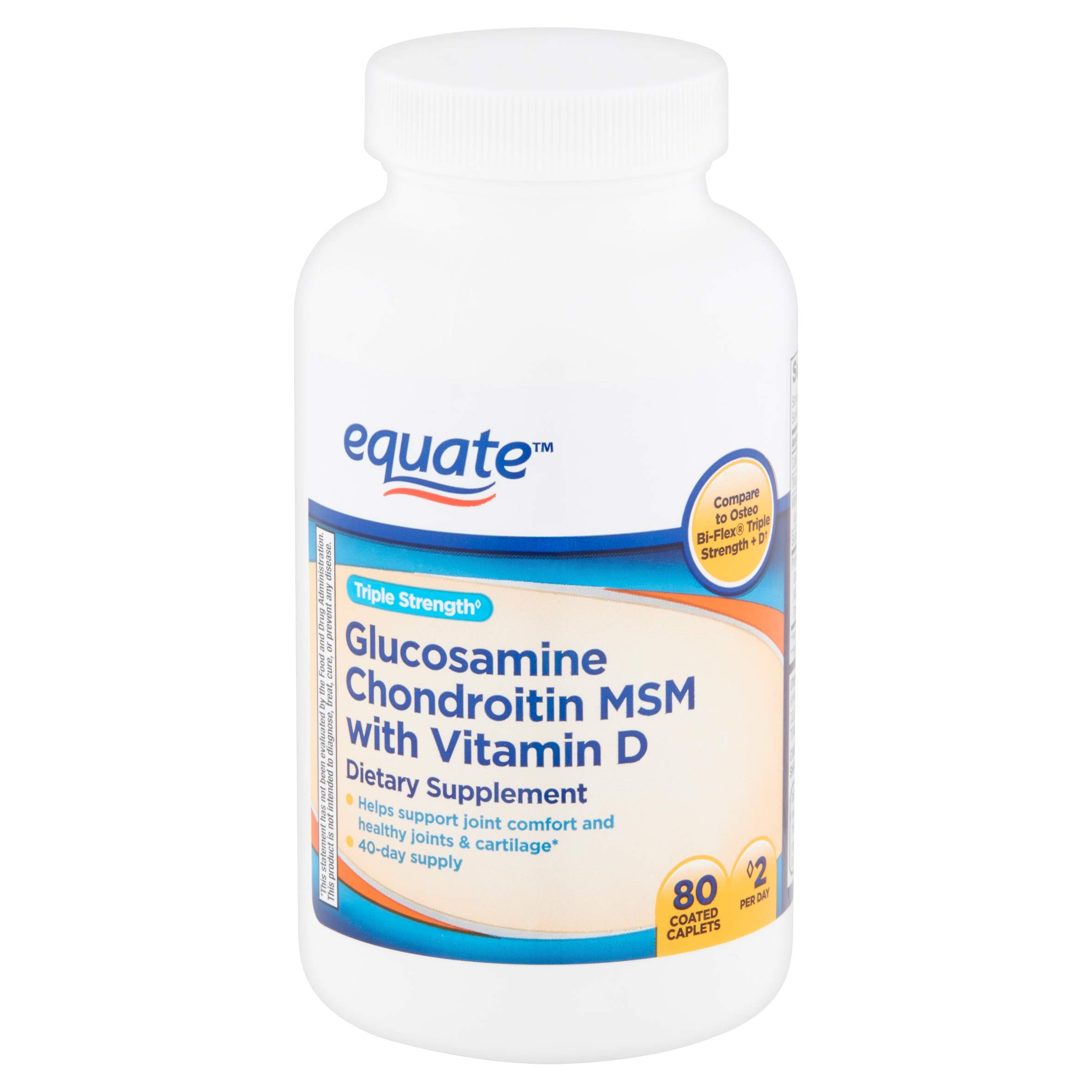 Buy Equate Glucosamine Chondroitin MSM, Triple Strength, 80 Coated