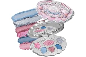 Flower Knows Shell's Jewel 6-Color Makeup Palette,Pink Blue Face Makeup Palette with 4 Matte + 2 Shimmer Shades,Blendable Smo